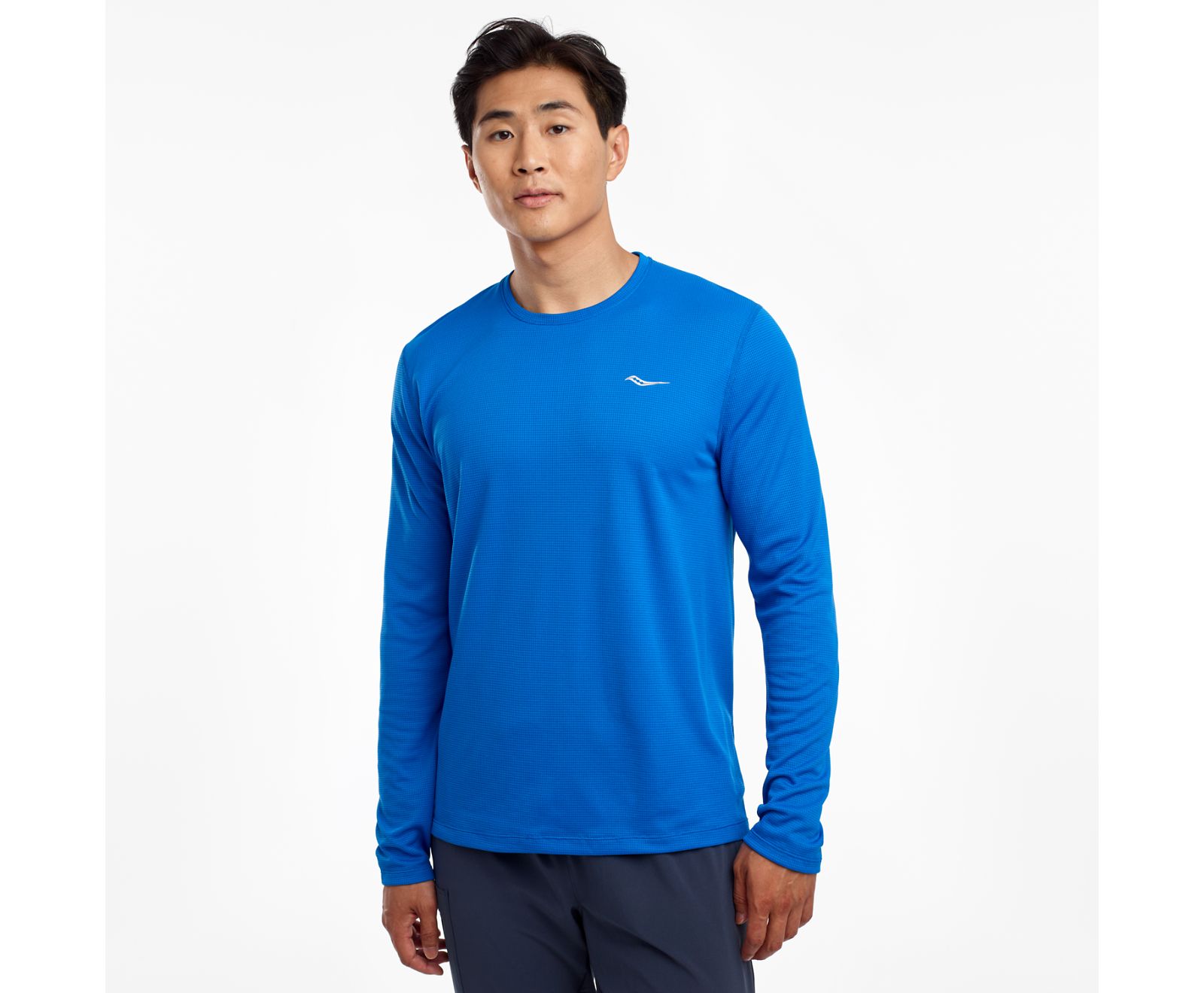 Men\'s Saucony Stopwatch Long Sleeve Shirts Blue | Singapore 636SGLO